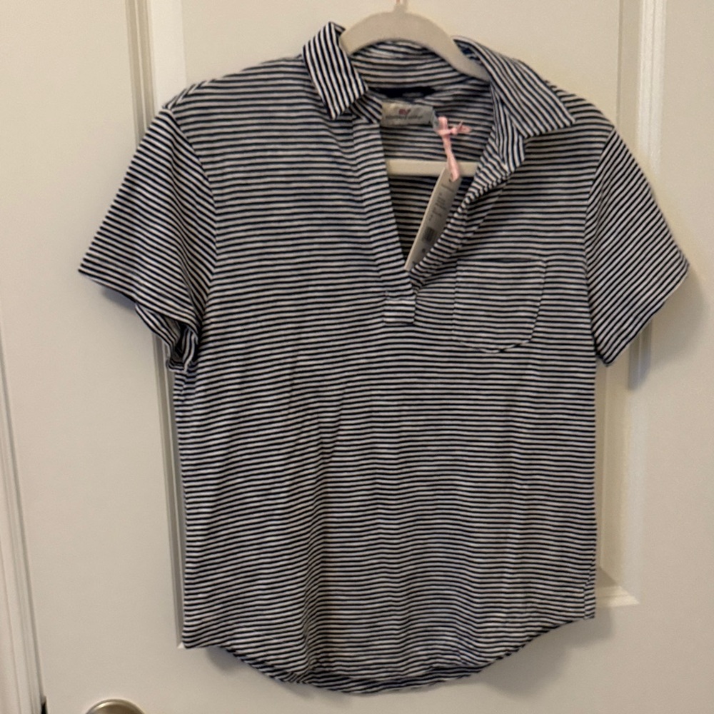 NWT Vineyard Vines Navy and White Striped Polo